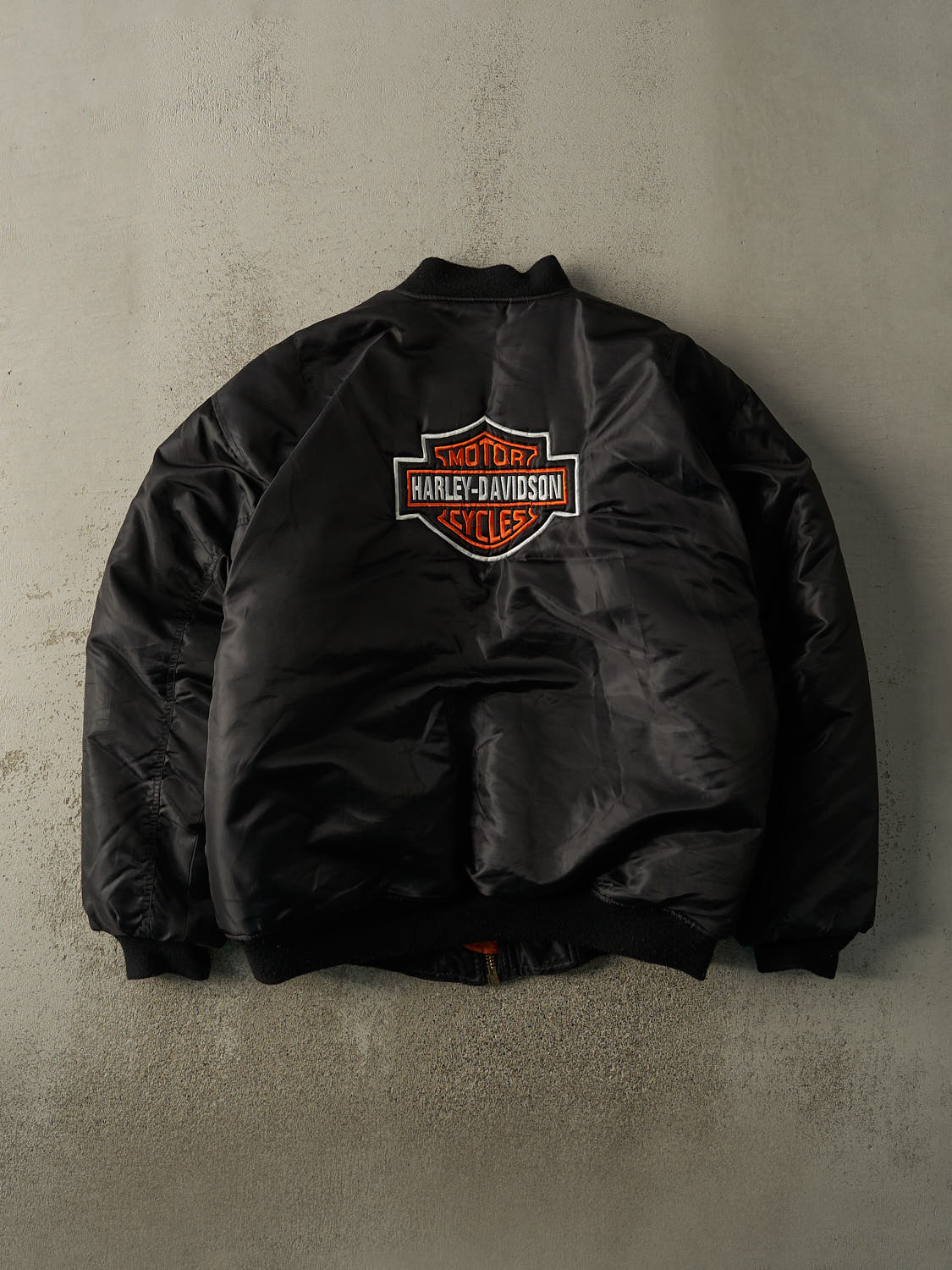 Vintage 90s Black & Orange Reversible Harley Davidson Embroidered