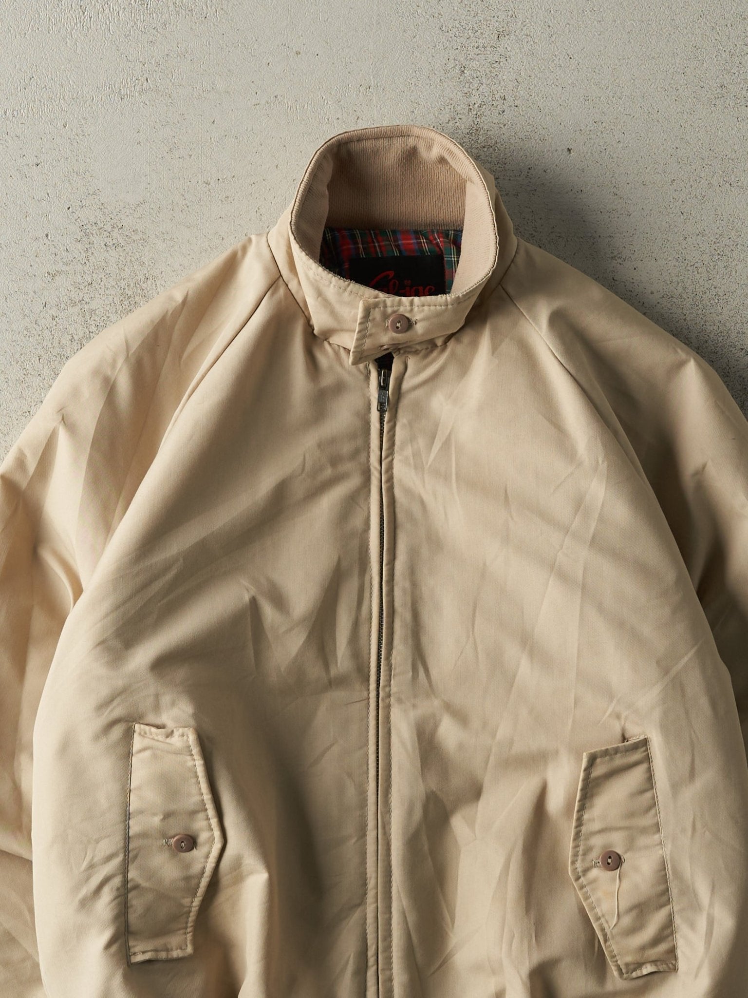Vintage 80s Beige Flannel Lined Harrington Jacket (M) – Rebalance