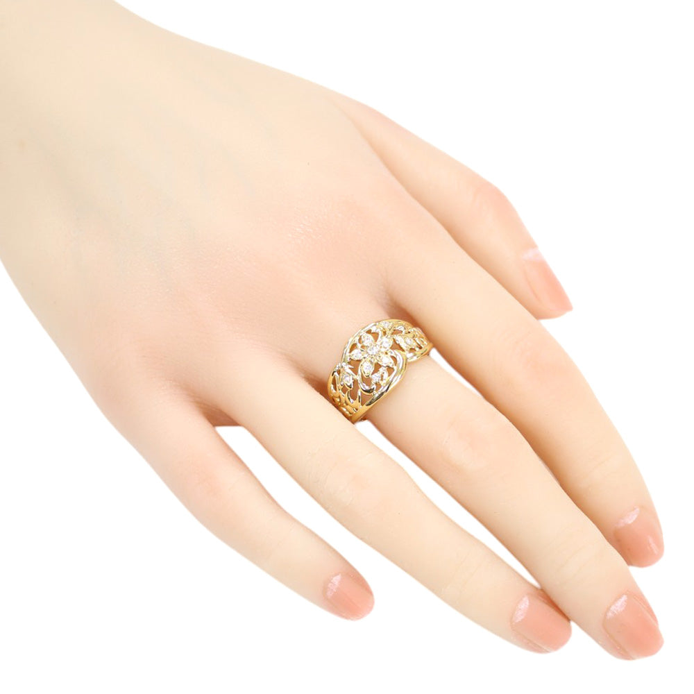 フラワー リング 指輪 16.5号 18金 K18イエローゴールド ダイヤモンド