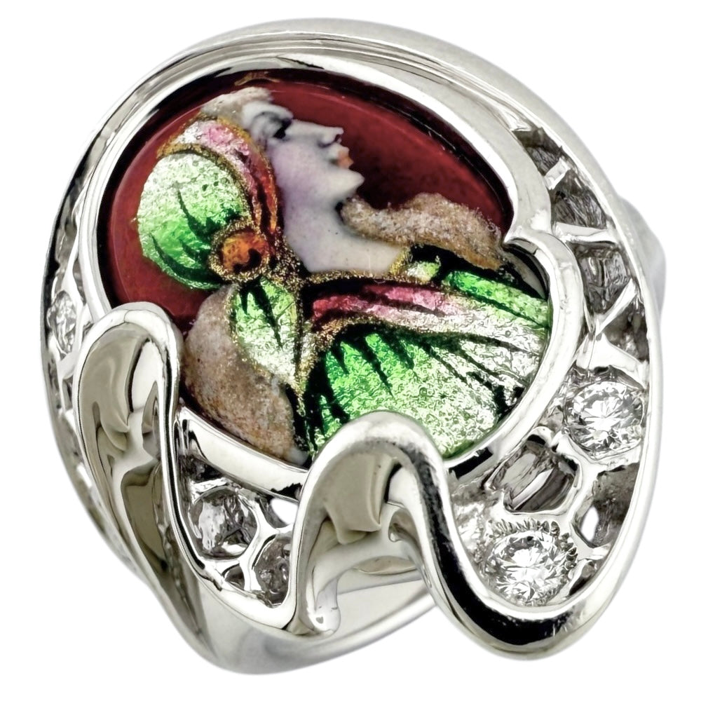 MITSUO KAJI 梶光夫 エマーユ リング 指輪 13.5号 18金 K18ホワイト