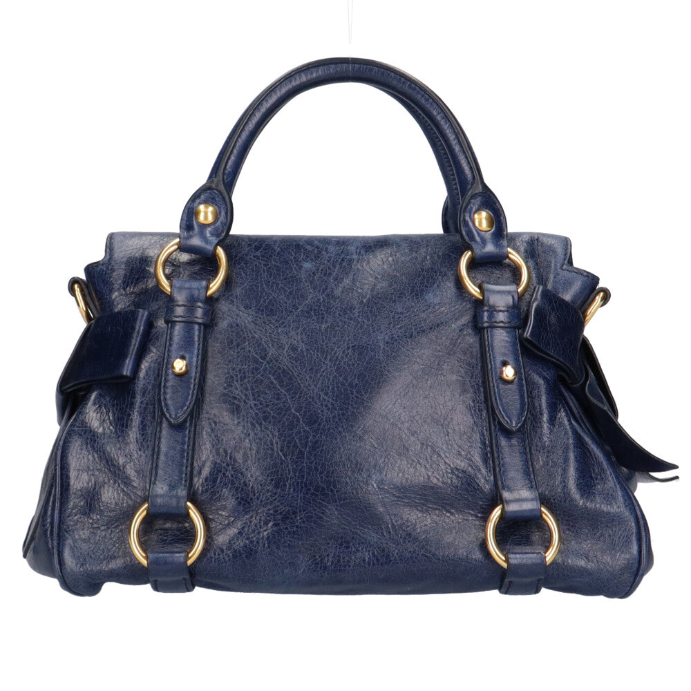 Miu Miu Ribbon Shoulder Bag Leather Navy Women's Used – 【公式