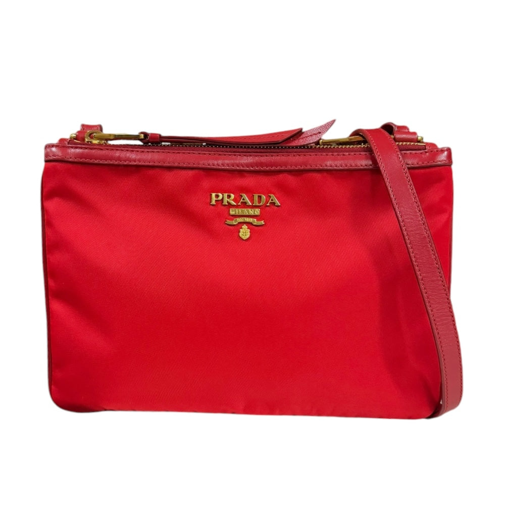 PRADA プラダ ショルダーバッグ ナイロン レッド レディース 中古