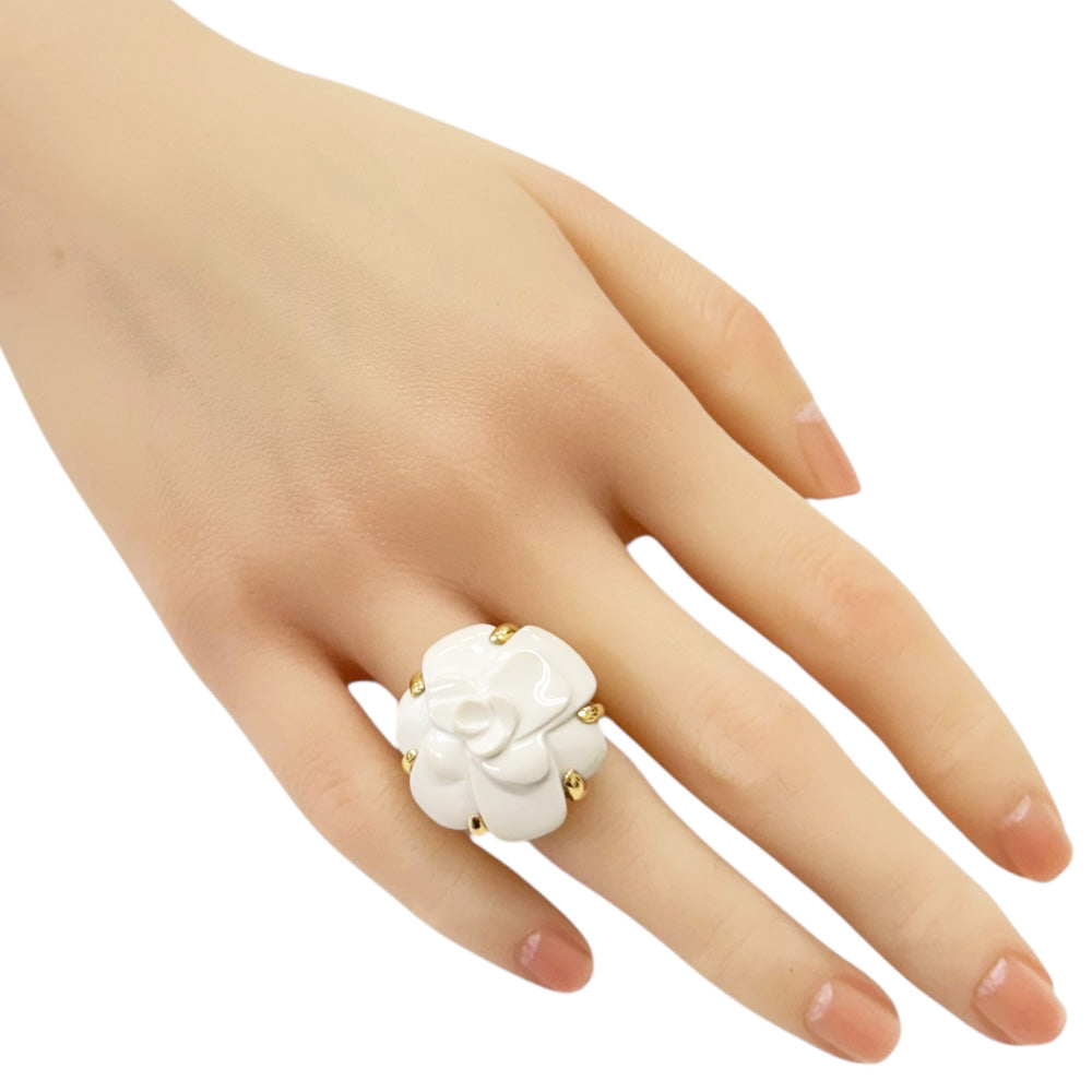 CHANEL シャネル カメリア リング 指輪 8号 18金 K18イエローゴールド