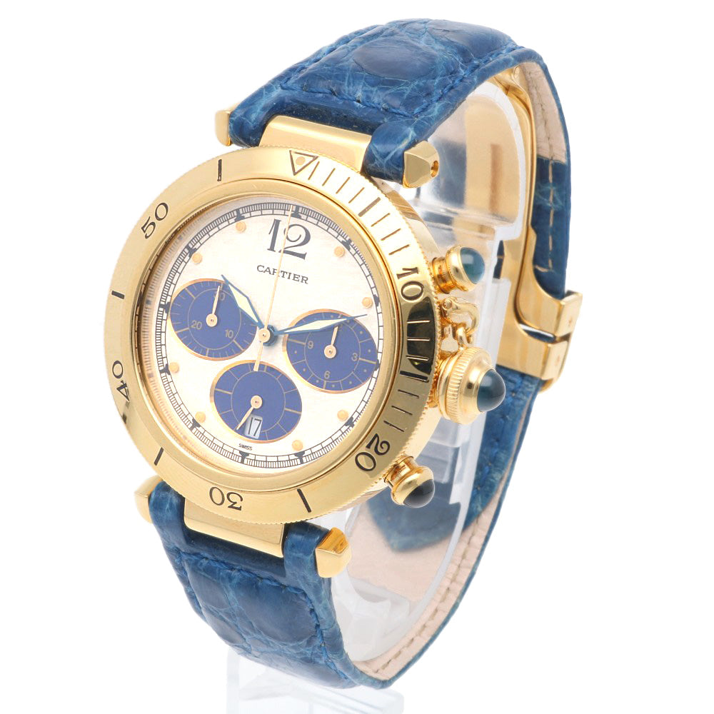 CARTIER カルティエ パシャ クロノグラフ 腕時計 18金 K18イエロー