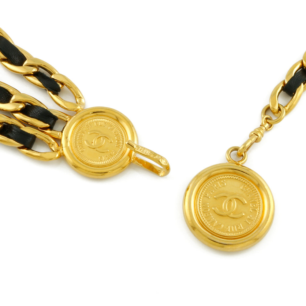 中古】 シャネル CHANEL ベルト チェーンベルト ココマーク 3連