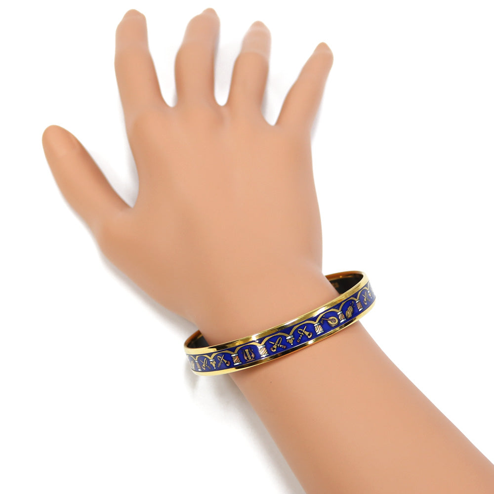 中古】 エルメス HERMES バングル 楽器 エマイユ ゴールド ブルー