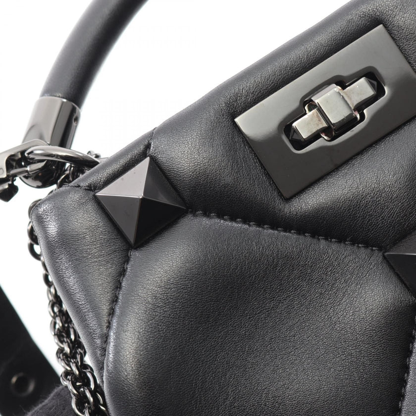 ローマンスタッズ ハンドバッグ レザー ブラック 2WAY ヴァレンティノ