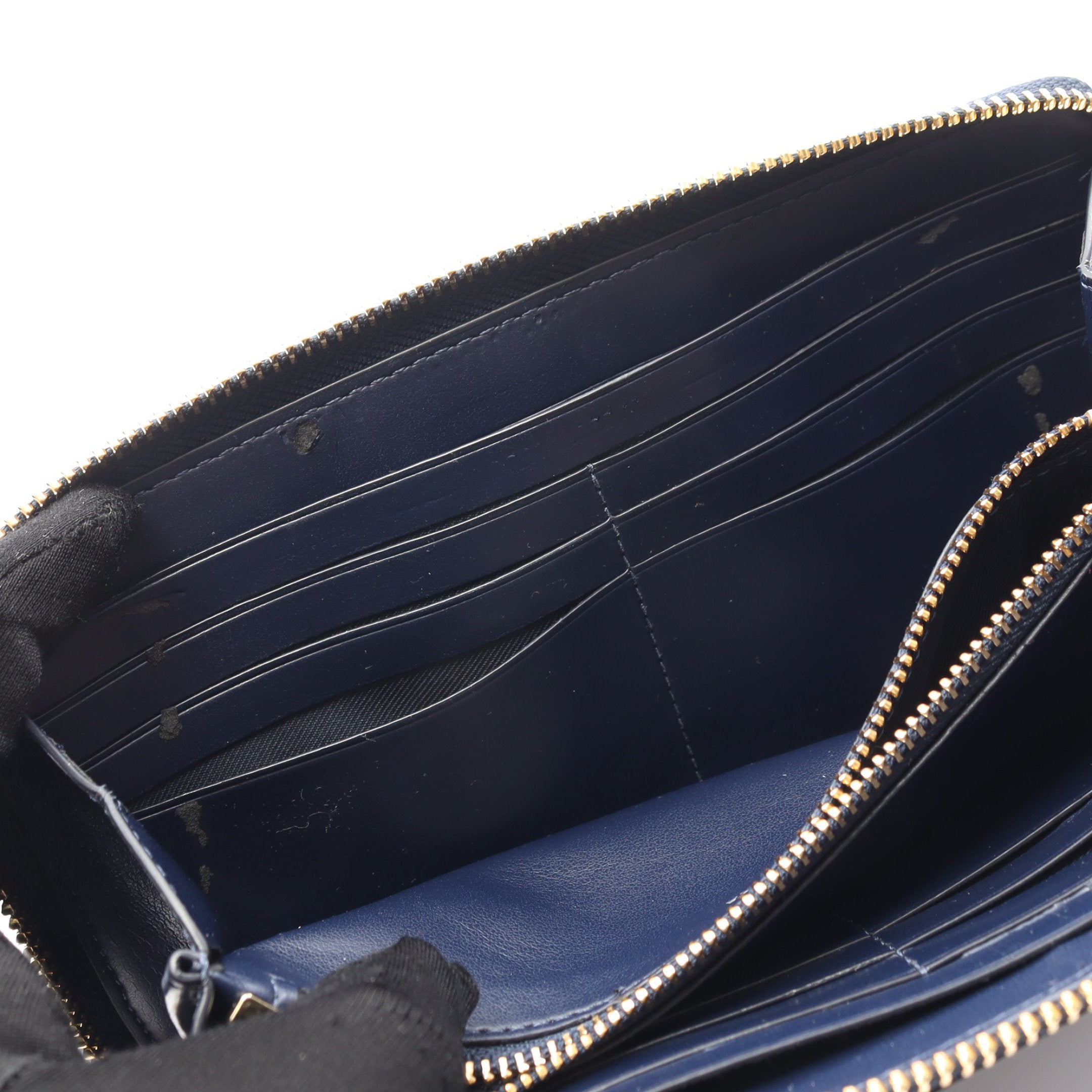 ラウンドファスナー長財布 レザー ネイビー コーチ – RECLO