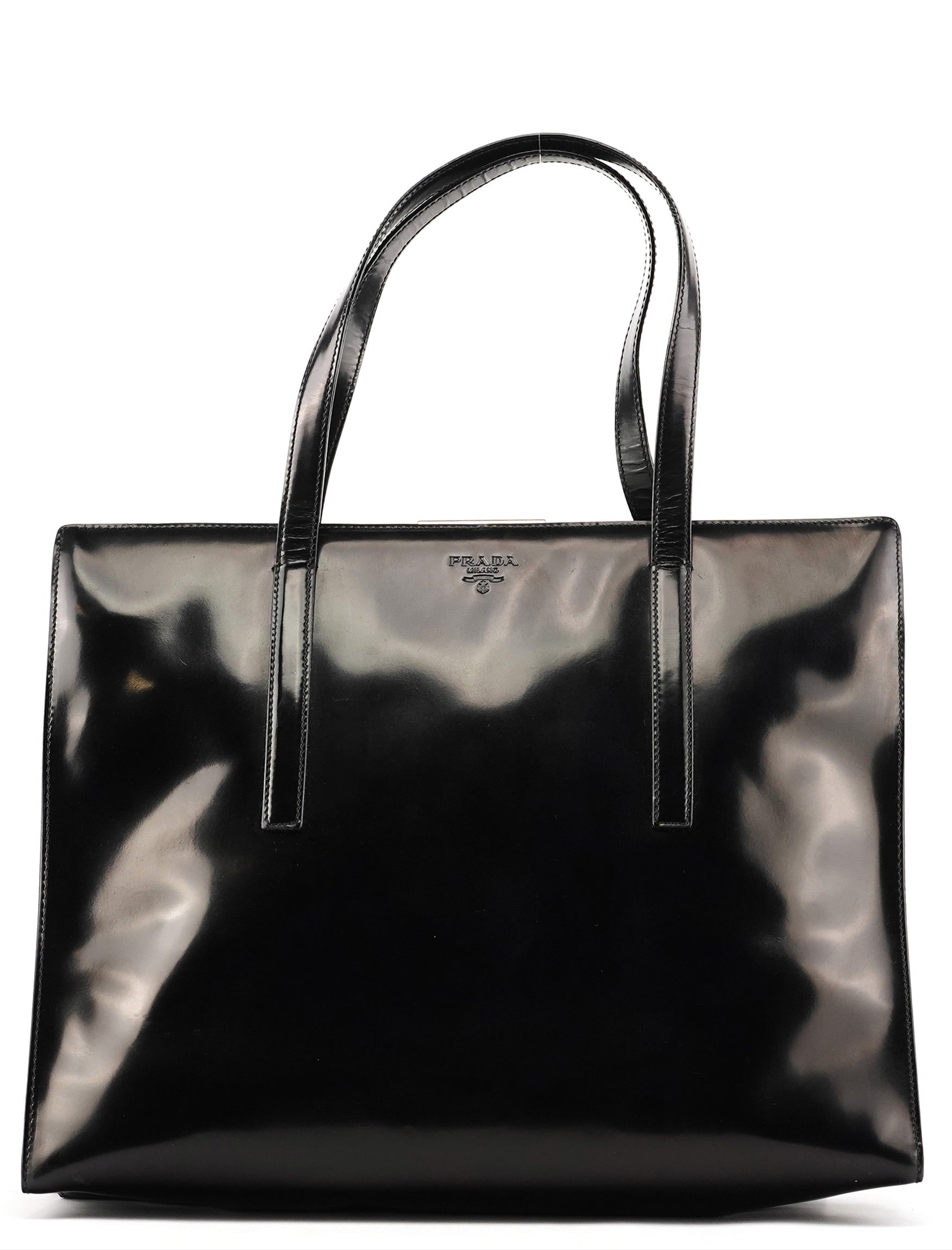 Prada 1995 Black Spazzolato Sport Clutch Tote Bag – Rediscover Vintage