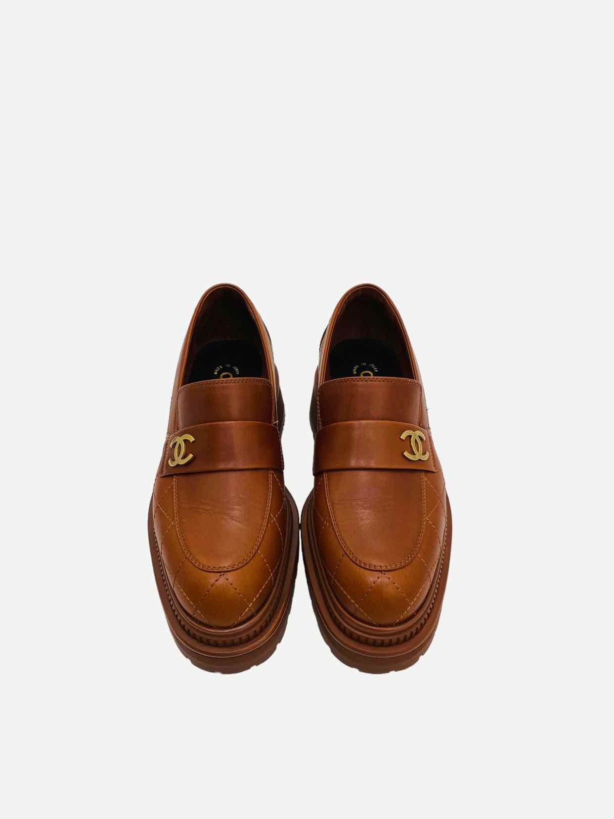 CHANEL Brown Quilted Size EU 37.5 Moccasins - Reems Closet