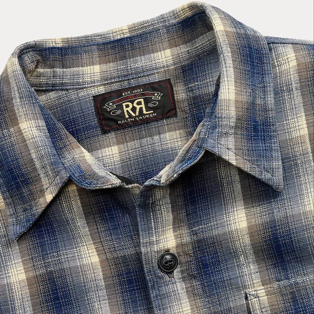 Double RL : CHECKED WOVEN WORK SHIRT (BLUE) – Reggieshop