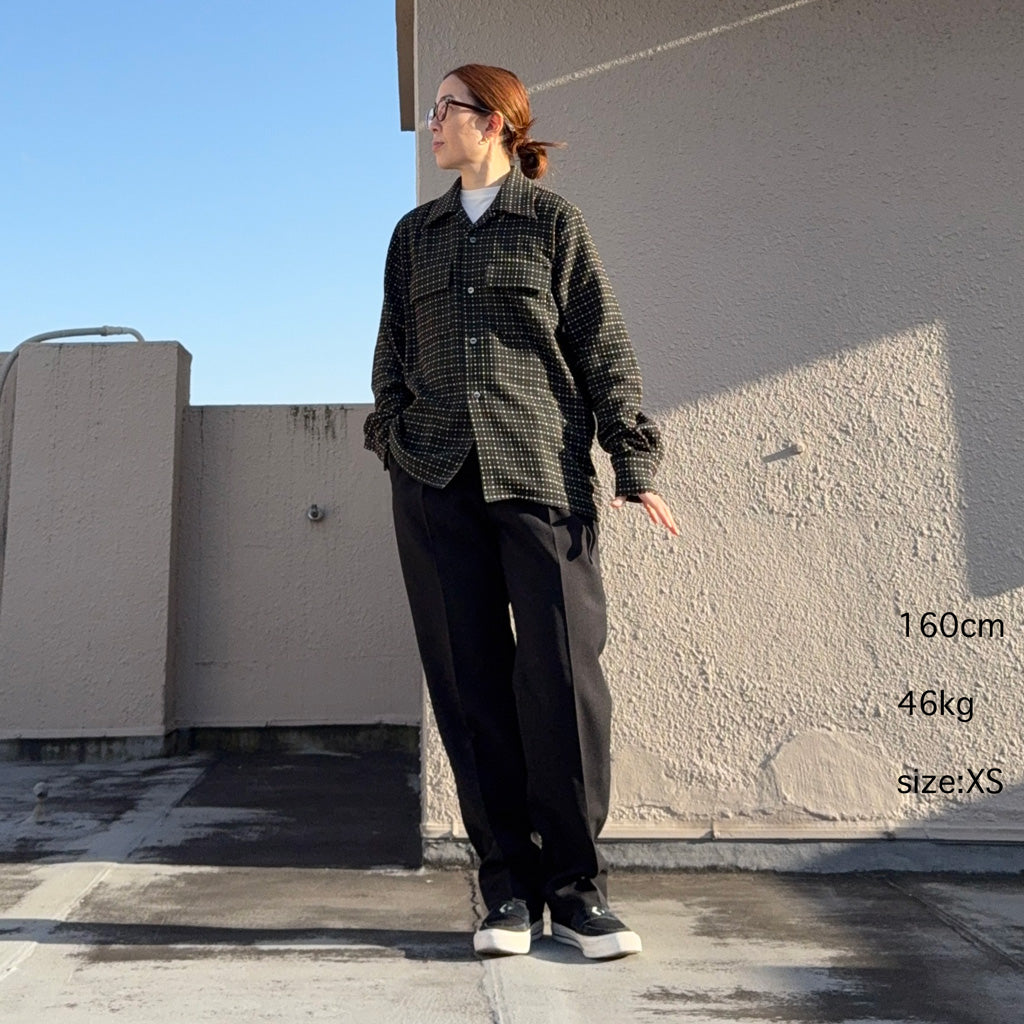 Needles : Side Tab Tucked Trouser-Poly Double Cloth (Black