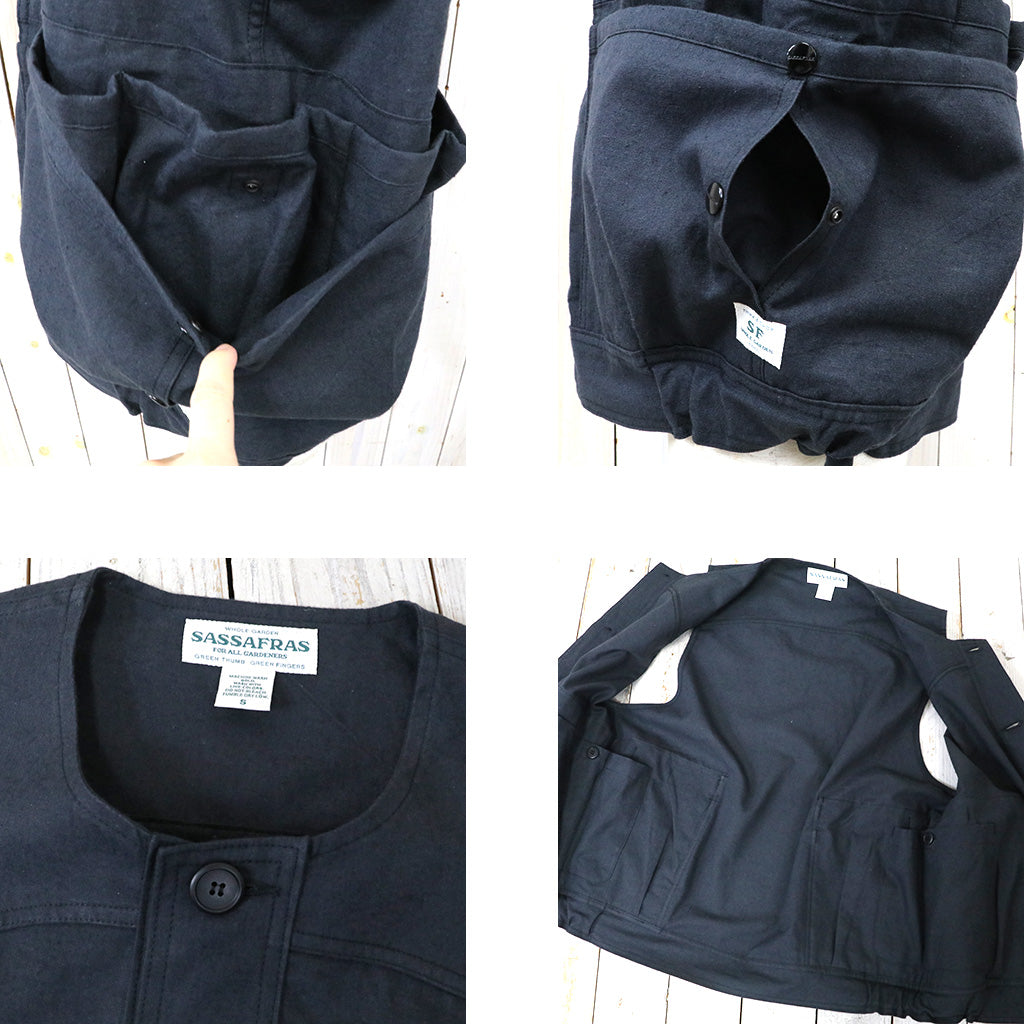 SASSAFRAS『OVERGROWN HIKER VEST(L/R COTTON CANVAS)』(BLACK