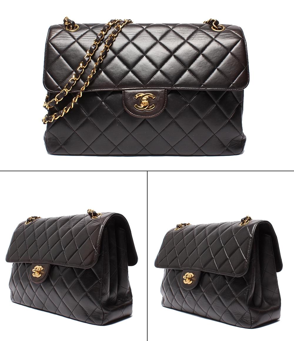 CHANEL ショルダーバッグ ダブルフェイス ダブルチェーン ラムスキン