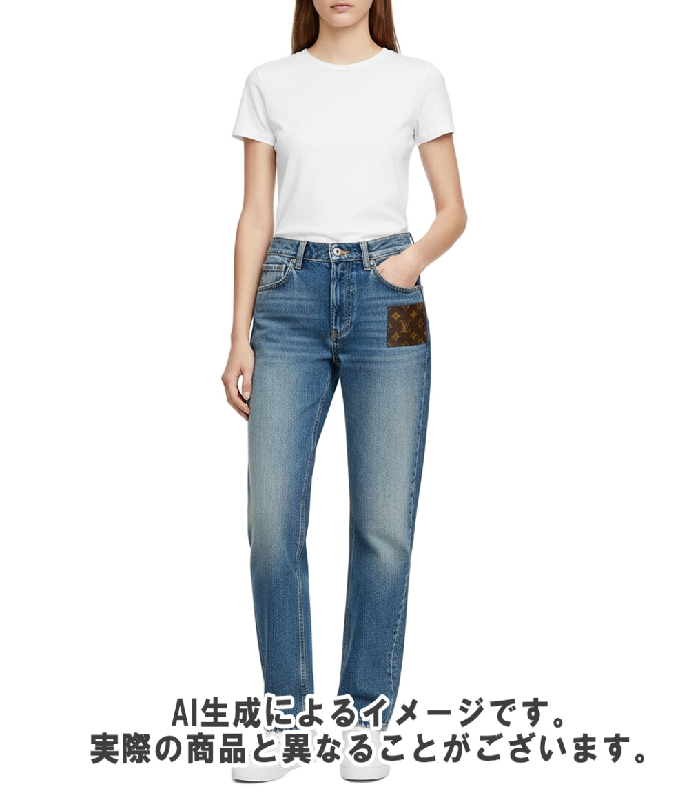 LOUIS VUITTON デニムパンツ モノグラム レザー パッチ RW241WW GM1