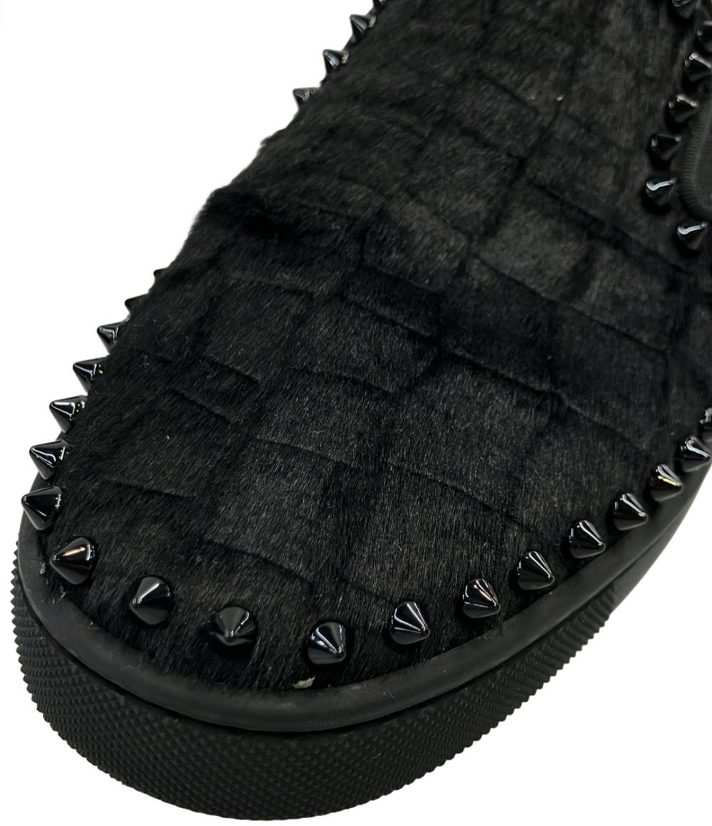 美品 Christian Louboutin スリッポン ハラコ スタッズ Pik Boat