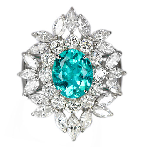 ブラジル・バターリャ産パライバトルマリン2.3ct ダイヤモンド3ct