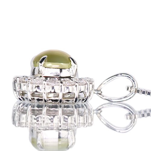 クリソベリルキャッツアイ 1.4ct ダイヤモンド 0.4ct プラチナ