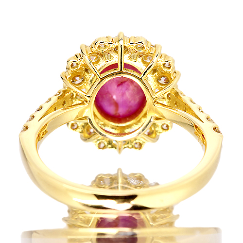 スタールビー 約2.6ct ダイヤモンド 0.8ct イエローゴールド リング