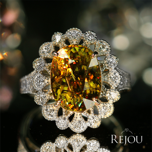 スフェーン 約6ct ダイヤモンド プラチナ リング(指輪)【品質保証書