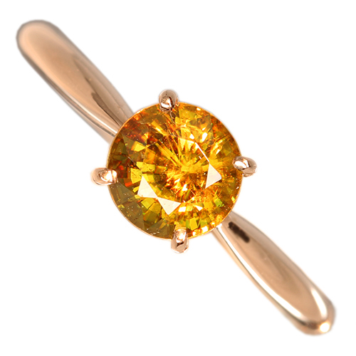 スフェーン 1.2ct ピンクゴールド リング(指輪)【品質保証書/宝石鑑別