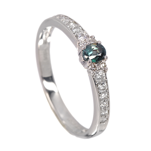 アレキサンドライト ダイヤモンド プラチナ リング(指輪)【品質保証書