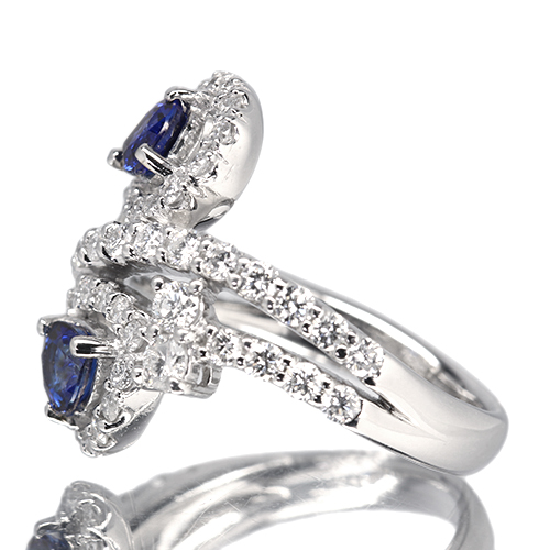 ブルーサファイア 1.1ct ダイヤモンド 1.3ct プラチナ リング(指輪