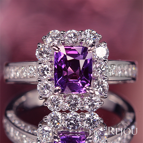 非加熱パープルサファイア 約2ct ダイヤモンド 1.1ct プラチナ リング