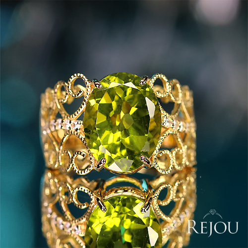 ペリドット 5.4ct ダイヤモンド イエローゴールド リング(指輪)【品質