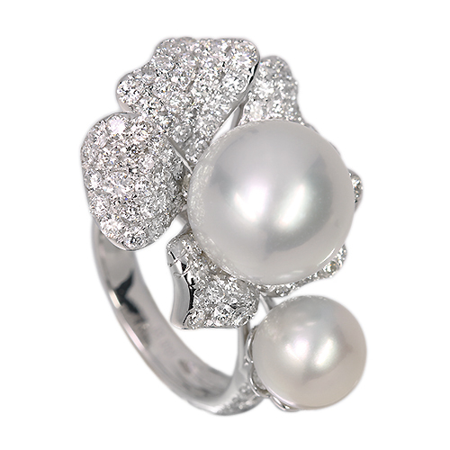 南洋白蝶真珠 12.3㎜/8.6㎜ ダイヤモンド 3.07ct ホワイトゴールド