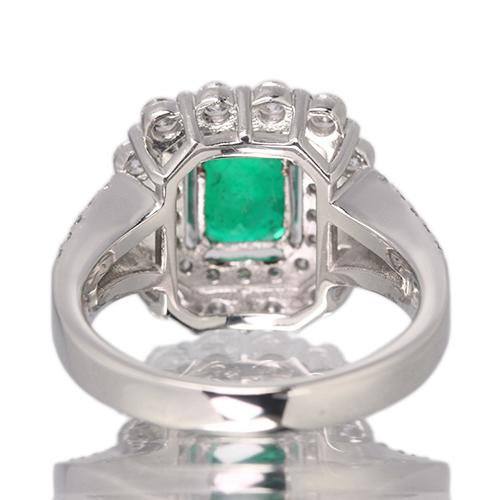 エメラルド(vivid green) 1.1ct ダイヤモンド 約1ct プラチナ リング