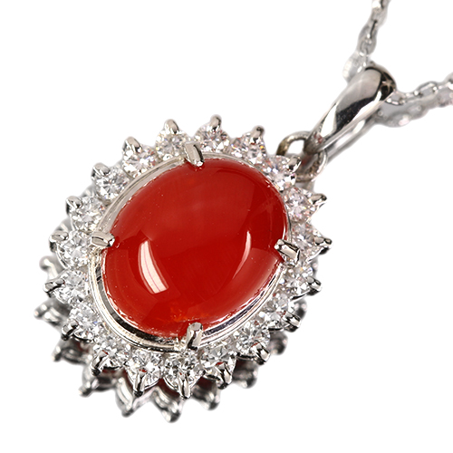 第427回抽選販売＞血赤珊瑚 2.0ct ダイヤモンド 0.4ct プラチナ