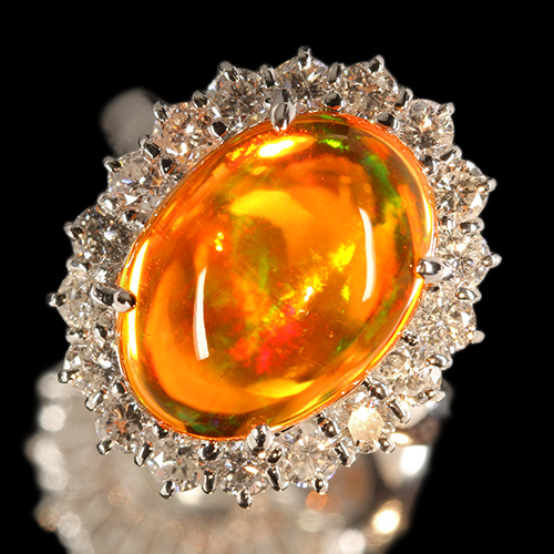 メキシコ産ファイヤオパール 7.7ct ダイヤモンド 1.3ct プラチナ