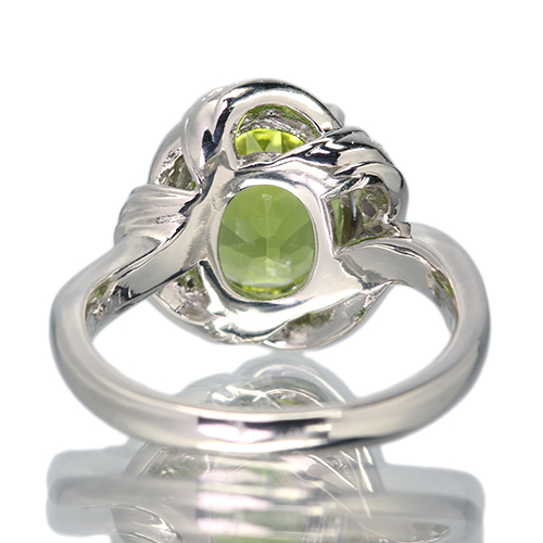 ペリドット 約4ct ダイヤモンド プラチナ リング(指輪)【品質保証書