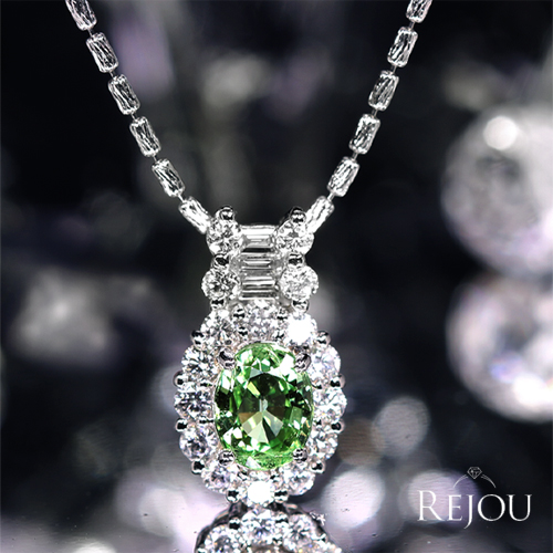 ミントグリーンガーネット 約1.3ct ダイヤモンド 0.8ct プラチナ