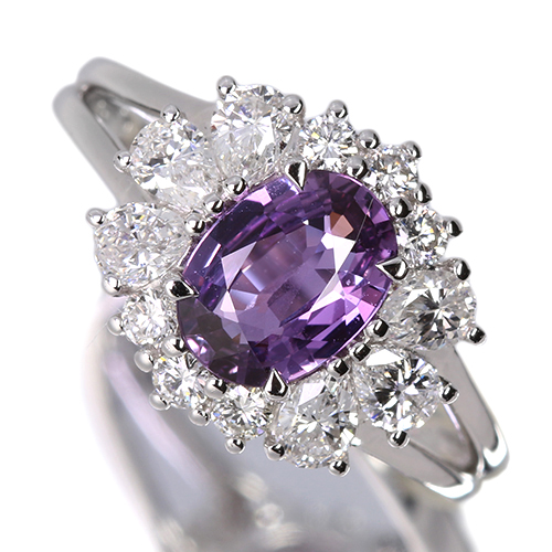 第451回抽選販売＞非加熱パープルサファイア 1.4ct ダイヤモンド 0.9ct