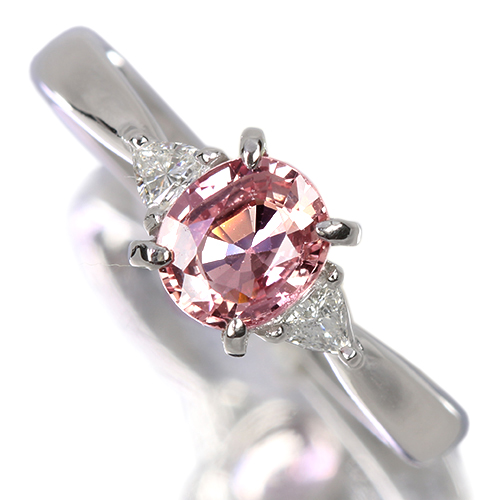 パパラチアサファイア 約1ct ダイヤモンド プラチナ リング(指輪
