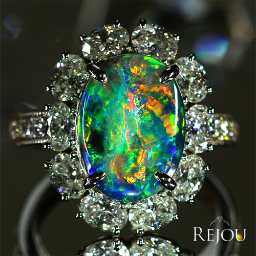 SIZUKU」ブラックオパール 3.5ct ダイヤモンド 2.2ct プラチナ リング