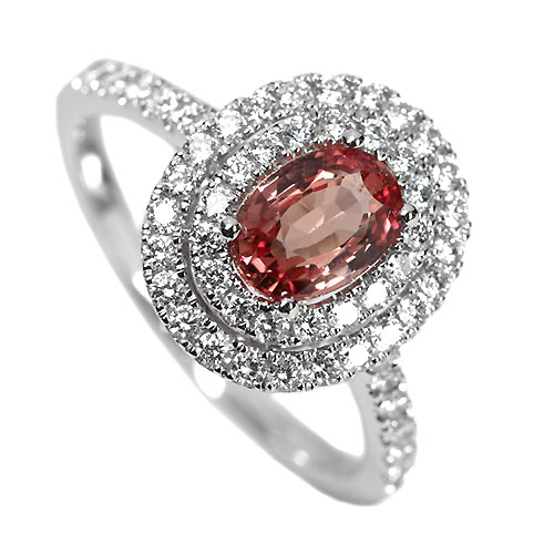 スリランカ産非加熱パパラチアサファイア 0.89ct ダイヤモンド