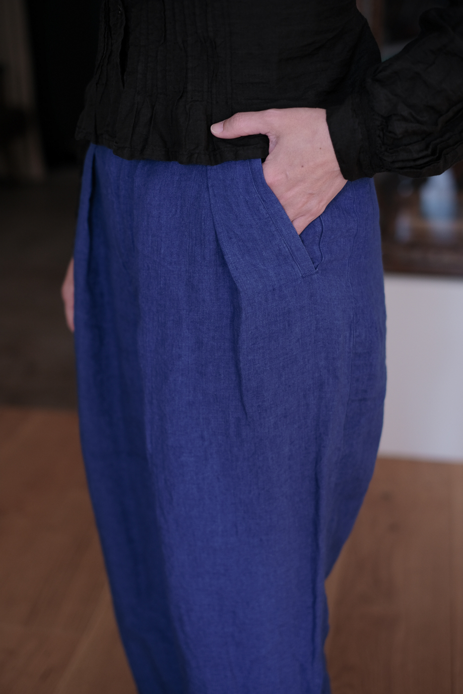 Phoenix pant (High count indigo linen) col.blue | Re;li