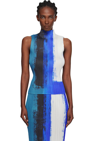 PLEATS PLEASE ISSEY MIYAKE: Blue Jump Top | SSENSE