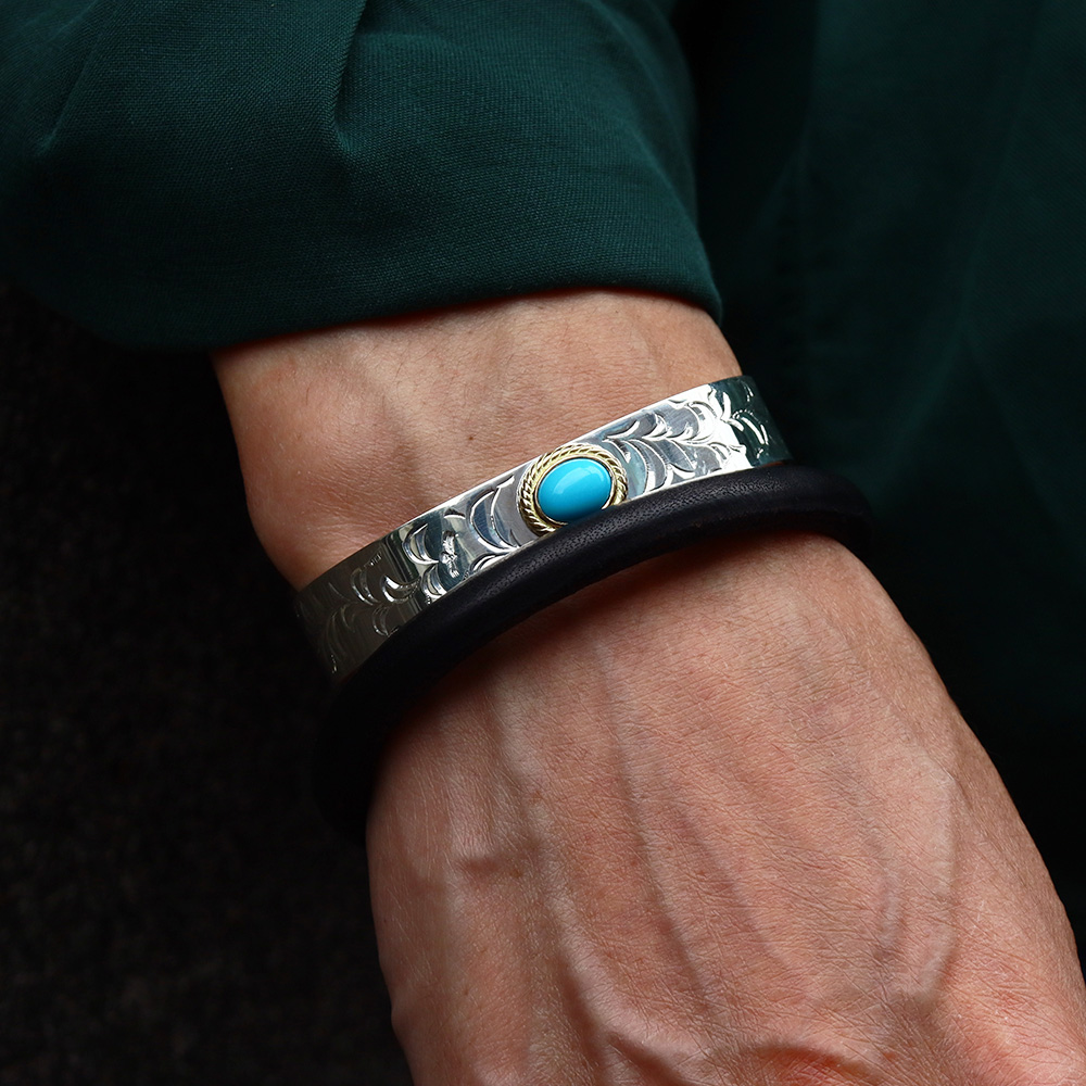 TADY&KING[ORDER ITEM]アラベスク平打ちバングル金縄ターコイズ 特注