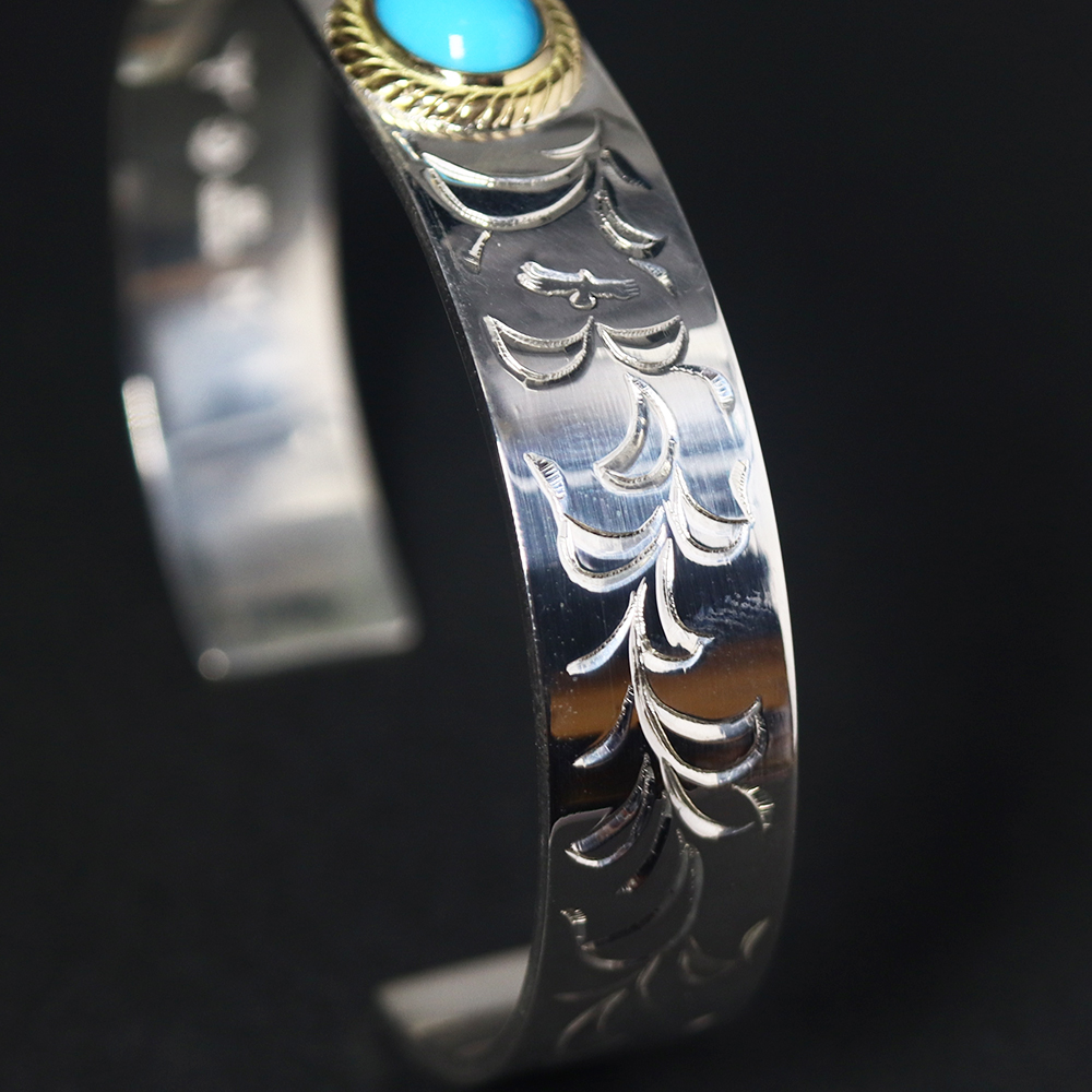 TADY&KING[ORDER ITEM]アラベスク平打ちバングル金縄ターコイズ 特注