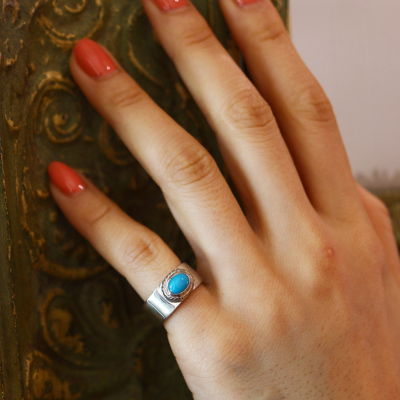 TADY&KING平打ちリングSV銀縄ターコイズ ALL ITEM TADY＆KING ONLINE STORE