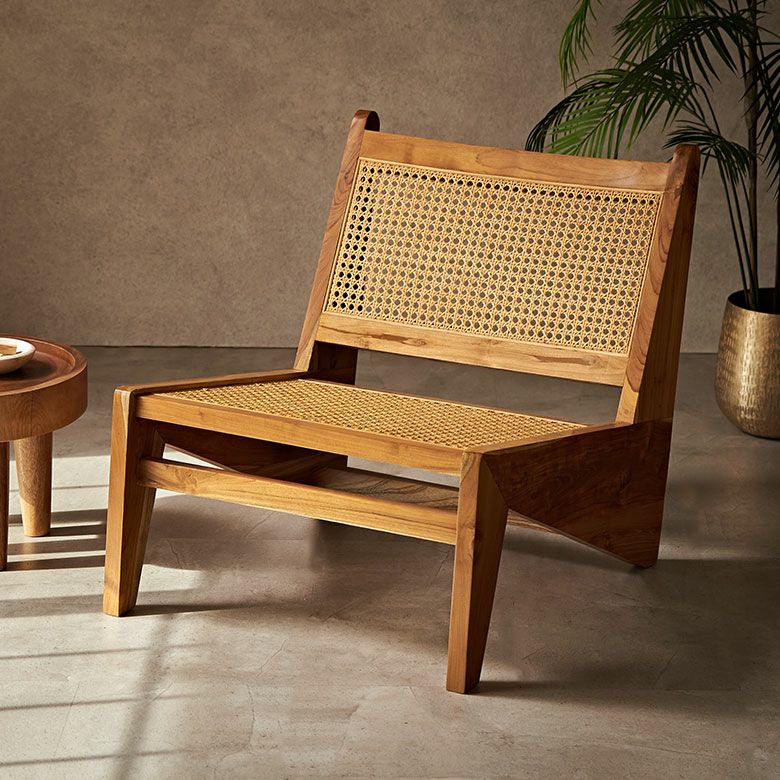 チークとラタンのラウンジチェアー（ピエール・ジャンヌレ カンガルー