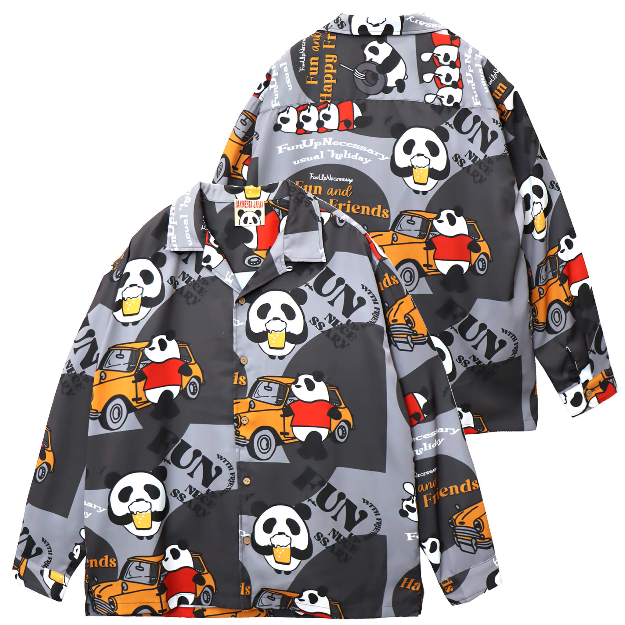 PANDIESTA BEER＆CARS PANDA 総柄 オープンシャツ(595321 MENS