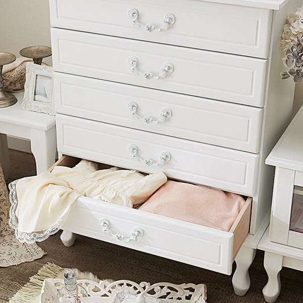 直送】取っ手を着せ替えできる猫脚チェスト小/ホワイト&アンティーク