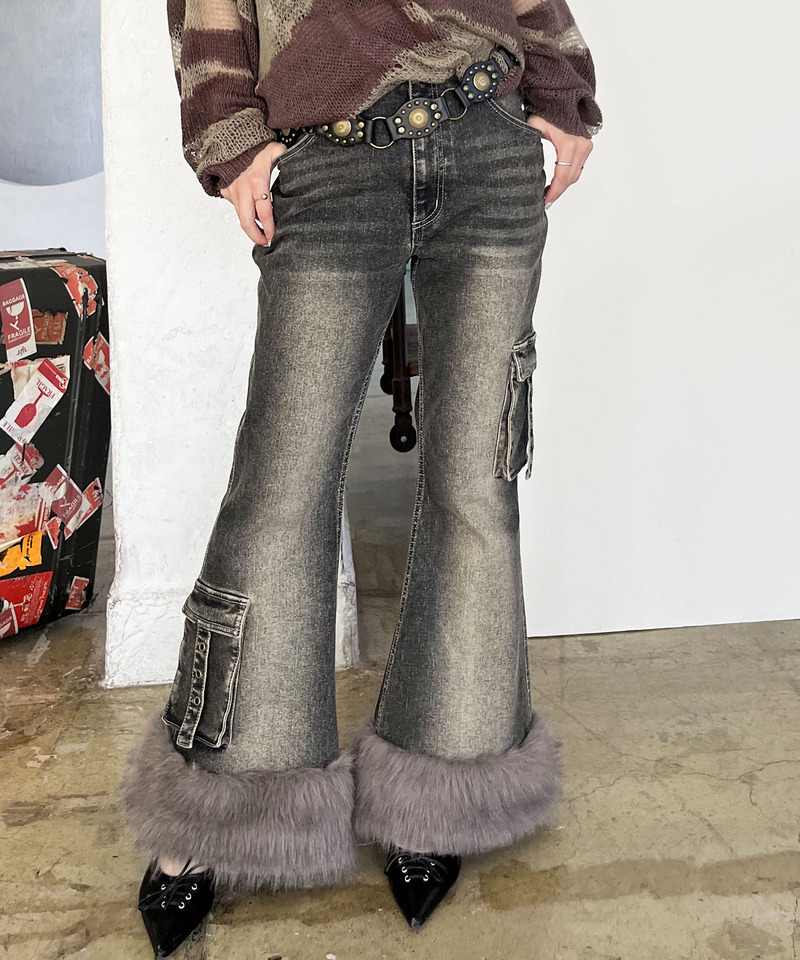 ファーデニムパンツ｜SPIRALGIRL スパイラルガール 商品詳細