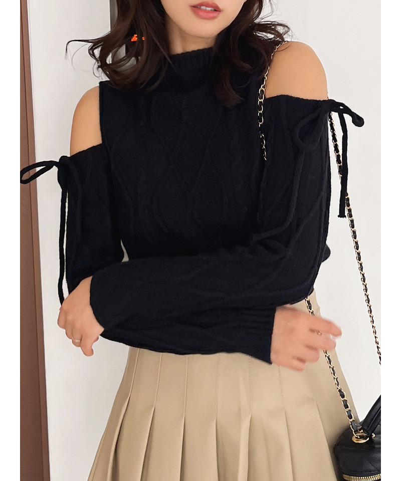 オープンショルダーリボンニット｜MIIA ミーア 商品詳細｜ファッション