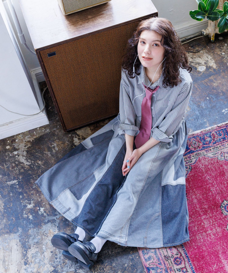 リメイク風パッチワークデニムスカート｜DOUBLE NAME ダブルネーム